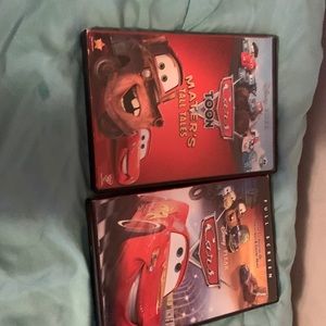 dvd 1: Cars Toon Mater’s Tall tales.       Dvd 2: cars